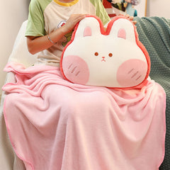 Animal Shape Pillow Stuffed Cushion Toy Flannel Plush Animal Soft Pillow for Kids Christmas Gift Watermelon Red Rabbit 40x30c