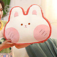 Animal Shape Pillow Stuffed Cushion Toy Flannel Plush Animal Soft Pillow for Kids Christmas Gift Watermelon Red Rabbit 40x30c