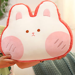 Animal Shape Pillow Stuffed Cushion Toy Flannel Plush Animal Soft Pillow for Kids Christmas Gift Watermelon Red Rabbit 40x30c