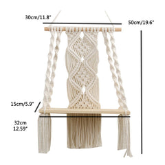 Boho Macrame Wall Hanging Shelf Macrame Wall Decor Woven Tassel Tapestry Wall Shelf Handmade Cotton Rope Plant Holder Tapestr