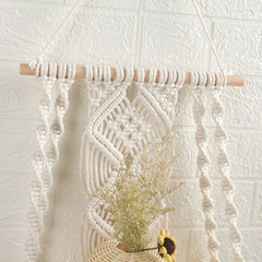 Boho Macrame Wall Hanging Shelf Macrame Wall Decor Woven Tassel Tapestry Wall Shelf Handmade Cotton Rope Plant Holder Tapestr
