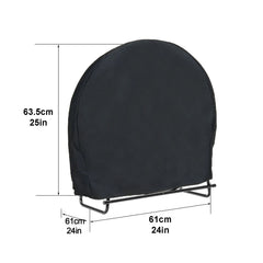 Log Hoop Cover 210D Oxford Waterproof Drawstring Heavy Duty Round Log Rack Cover Black 40 x 24 x 41inch