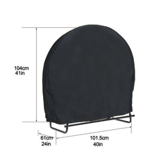 Log Hoop Cover 210D Oxford Waterproof Drawstring Heavy Duty Round Log Rack Cover Black 40 x 24 x 41inch