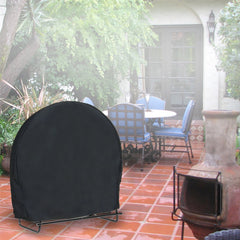 Log Hoop Cover 210D Oxford Waterproof Drawstring Heavy Duty Round Log Rack Cover Black 40 x 24 x 41inch