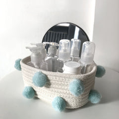 Cotton Rope Knitting With Fur Ball Storage Basket Snacks Keys Sundries Basket