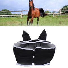 Horse Fly Mask Breathable Comfortable Soft Fine Mesh Design Horse Face Mask Horse Supplies with Ears Black