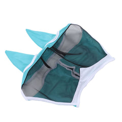 Horse Fly Mask Breathable Comfortable Soft Fine Mesh Design Horse Face Mask Horse Supplies with Ears Blue