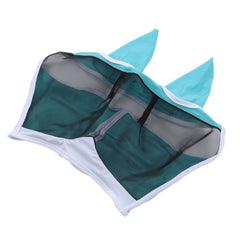 Horse Fly Mask Breathable Comfortable Soft Fine Mesh Design Horse Face Mask Horse Supplies with Ears Blue