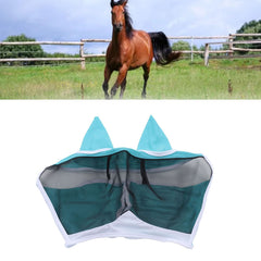 Horse Fly Mask Breathable Comfortable Soft Fine Mesh Design Horse Face Mask Horse Supplies with Ears Blue