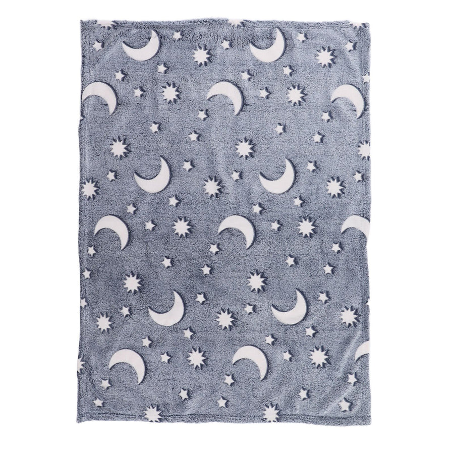 1.52x1M Luminous Blanket Double Sided Polyester Glowing Blanket Bedroom Air Conditioning Blanket for KidsDusty Blue
