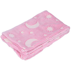 1.5x2m Luminous Blanket Double Side Flannel Star Moon Design Soft Glow in The Dark Blanket for KidsPink