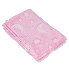 1.5x2m Luminous Blanket Double Side Flannel Star Moon Design Soft Glow in The Dark Blanket for KidsPink