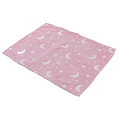 1.5x2m Luminous Blanket Double Side Flannel Star Moon Design Soft Glow in The Dark Blanket for KidsPink