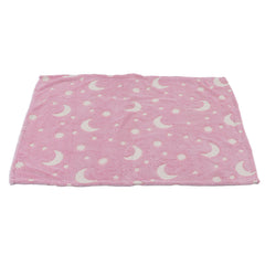 1.5x2m Luminous Blanket Double Side Flannel Star Moon Design Soft Glow in The Dark Blanket for KidsPink