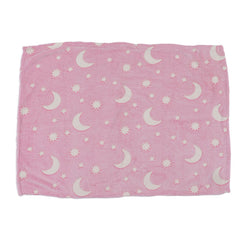 1.5x2m Luminous Blanket Double Side Flannel Star Moon Design Soft Glow in The Dark Blanket for KidsPink