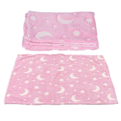 1.5x2m Luminous Blanket Double Side Flannel Star Moon Design Soft Glow in The Dark Blanket for KidsPink