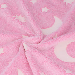 1.5x2m Luminous Blanket Double Side Flannel Star Moon Design Soft Glow in The Dark Blanket for KidsPink