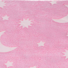 1.5x2m Luminous Blanket Double Side Flannel Star Moon Design Soft Glow in The Dark Blanket for KidsPink