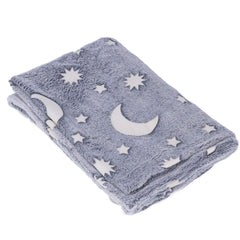 1.5x2m Luminous Blanket Double Side Flannel Star Moon Design Soft Glow in The Dark Blanket for KidsGray