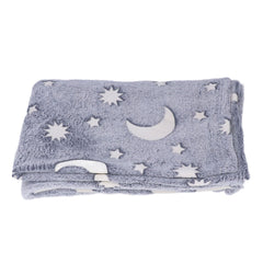 1.5x2m Luminous Blanket Double Side Flannel Star Moon Design Soft Glow in The Dark Blanket for KidsGray