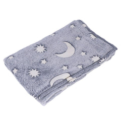 1.5x2m Luminous Blanket Double Side Flannel Star Moon Design Soft Glow in The Dark Blanket for KidsGray