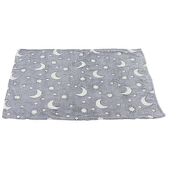 1.5x2m Luminous Blanket Double Side Flannel Star Moon Design Soft Glow in The Dark Blanket for KidsGray