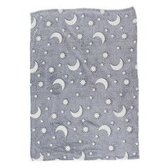 1.5x2m Luminous Blanket Double Side Flannel Star Moon Design Soft Glow in The Dark Blanket for KidsGray