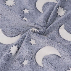 1.5x2m Luminous Blanket Double Side Flannel Star Moon Design Soft Glow in The Dark Blanket for KidsGray