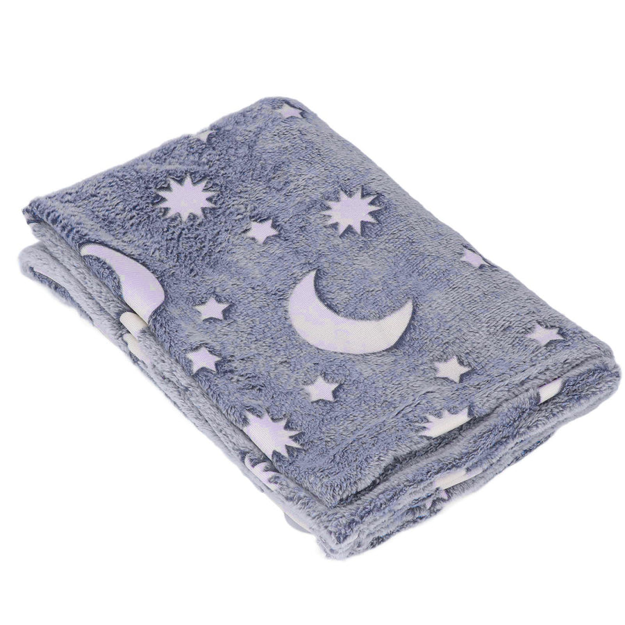 1.5x2m Luminous Blanket Double Side Flannel Star Moon Design Soft Glow in The Dark Blanket for KidsDusty Blue