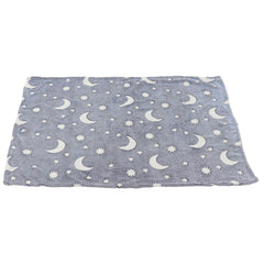 1.5x2m Luminous Blanket Double Side Flannel Star Moon Design Soft Glow in The Dark Blanket for KidsDusty Blue