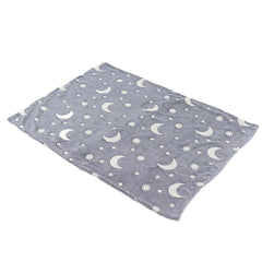 1.5x2m Luminous Blanket Double Side Flannel Star Moon Design Soft Glow in The Dark Blanket for KidsDusty Blue