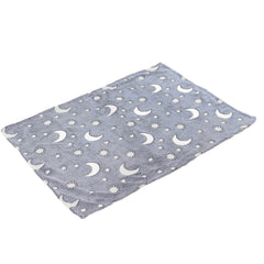 1.5x2m Luminous Blanket Double Side Flannel Star Moon Design Soft Glow in The Dark Blanket for KidsDusty Blue