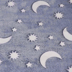 1.5x2m Luminous Blanket Double Side Flannel Star Moon Design Soft Glow in The Dark Blanket for KidsDusty Blue