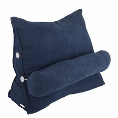 Large Backrest 60x22x50cm Triangular Design Detachable Soft Comfortable Reading Pillow Backrest for Home Sofa Bed Dark Blue 6
