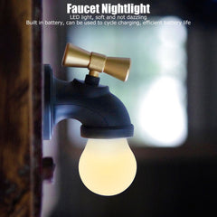 Creative LED Faucet Night Light USB Charging Voice Controlled Induction Bedside Lamp for Corridor