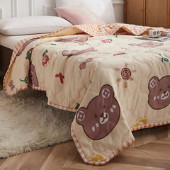Summer Air Conditioner Quilt Machine Washable Soft Breathable Portable Air Conditioner Blanket Summer Comforter Cute Bear 150