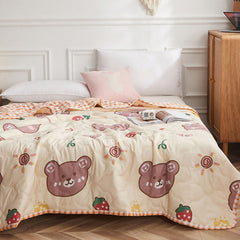 Summer Air Conditioner Quilt Machine Washable Soft Breathable Portable Air Conditioner Blanket Summer Comforter Cute Bear 180