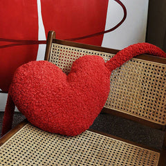 Red Heart Pillow Cartoon Plush Soft Comfortable Heart Shaped Pillow Toy Decoration for Living Room Bedroom Office Symmetrical