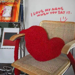 Red Heart Pillow Cartoon Plush Soft Comfortable Heart Shaped Pillow Toy Decoration for Living Room Bedroom Office Symmetrical