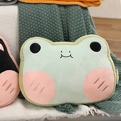Animal Shape Pillow Stuffed Cushion Toy Flannel Plush Animal Soft Pillow for Kids Christmas Gift Avocado Green Frog 40x30cm