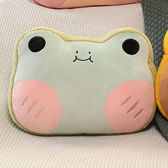 Animal Shape Pillow Stuffed Cushion Toy Flannel Plush Animal Soft Pillow for Kids Christmas Gift Avocado Green Frog 40x30cm