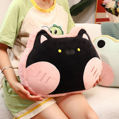 Animal Shape Pillow Stuffed Cushion Toy Flannel Plush Animal Soft Pillow for Kids Christmas Gift Cherry Pink Cat 40x30cm