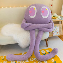 Plush Octopus Pillow Cute Shape Soft Comfortable Stuffed Octopus Doll Toy with 4 Legs for Home Bedroom Office Purple 90cm/35.