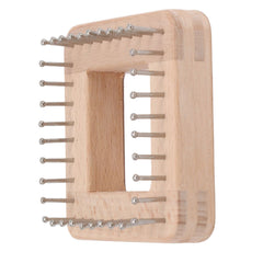 Mini Square Knitting Tool with Hooks Wooden Crochet Board for Weaving Mat Hairband Blanket Sock 10x10cm