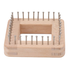 Mini Square Knitting Tool with Hooks Wooden Crochet Board for Weaving Mat Hairband Blanket Sock 10x10cm