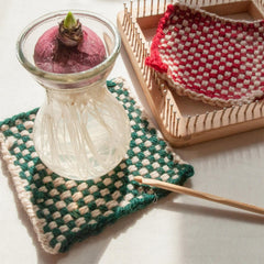 Mini Square Knitting Tool with Hooks Wooden Crochet Board for Weaving Mat Hairband Blanket Sock 10x10cm