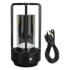 Cordless Table Lamp 3 Colors Stepless Dimming LED Table Lamp Rechargeable Touch Lamp Bedside Nightstand Lamp Black