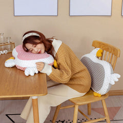 Cat Belly Pillow Memory Foam Slow Rebound Throw Pillow Goose Shape Fuzz Single Cushion Gray