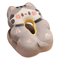 Ice Silk V Shaped Nap Pillow Napping Artifact Cute Animal Sleeping Pillow Cushion for Office Students Grey Cat