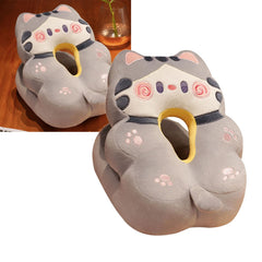Ice Silk V Shaped Nap Pillow Napping Artifact Cute Animal Sleeping Pillow Cushion for Office Students Grey Cat
